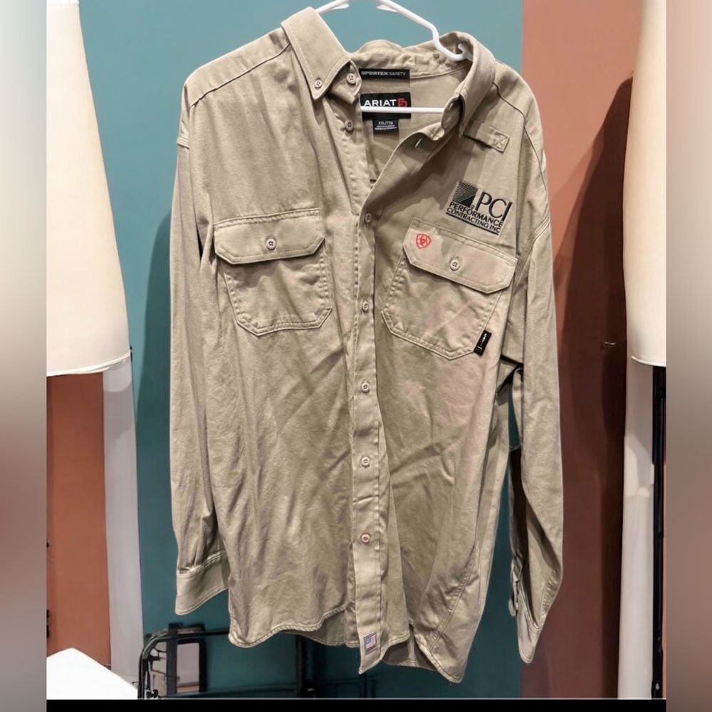 Ariat Khaki Long Sleeve Shirt Size 2XL